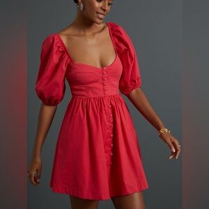 Like new- Red Puff Sleeve Dress